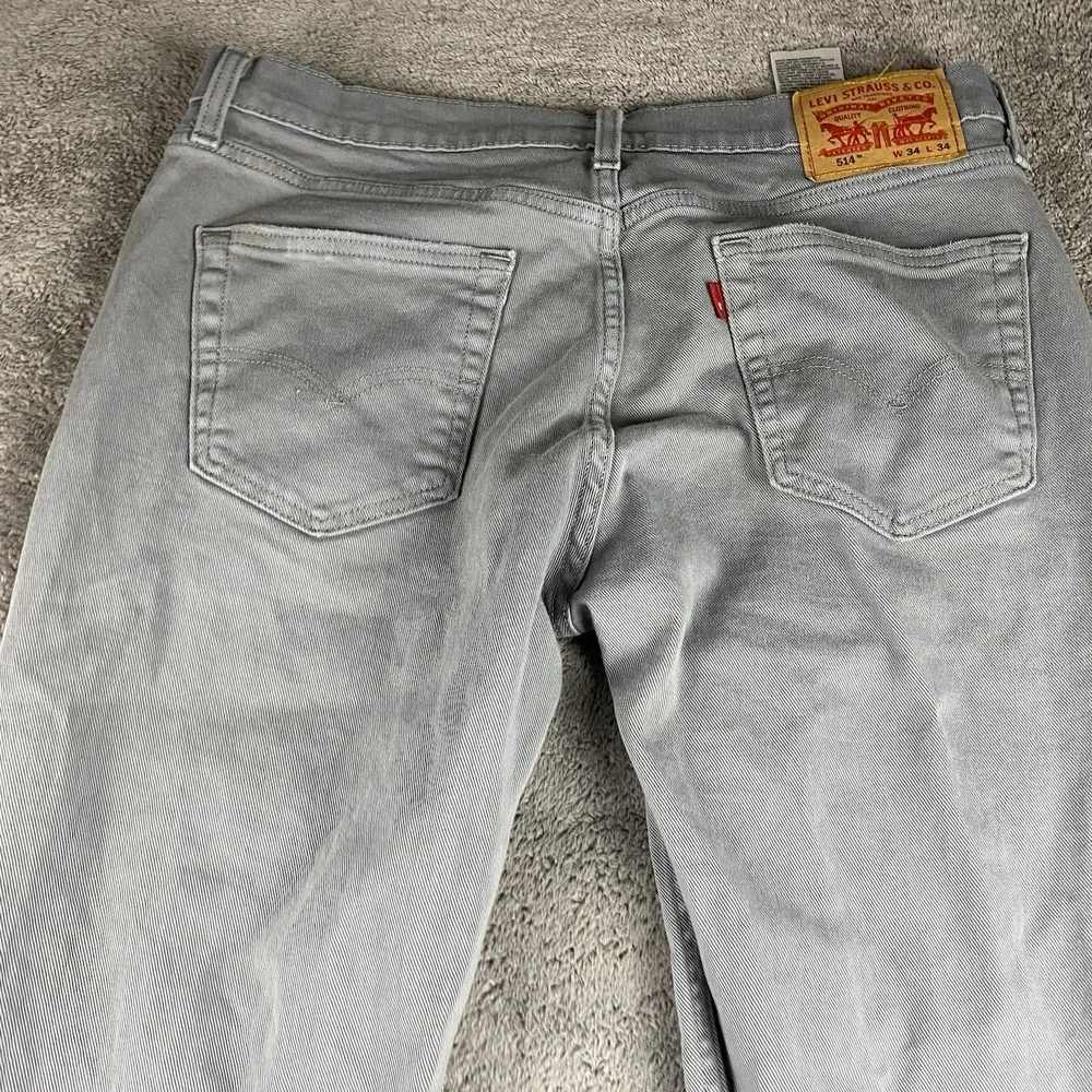 Levis 514 Slim Straight Jeans Mens‎ 34x34 Gray Mid Rise